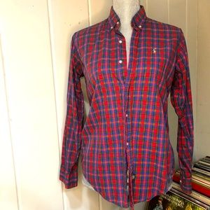 Polo Ralph Lauren red blue plaid Oxford shirt Sm